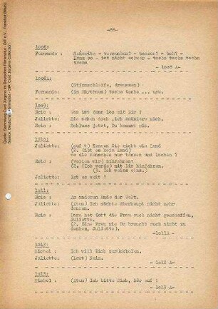 "Et Dieu créa la femme" - Dialoglistenexemplar von Curd Jürgens (Auszug), mit handschriftlichen Ergänzungen.