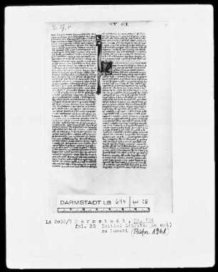 Biblia sacra mit einem altlateinischen Judith-Text — Initiale L(ocutusque est), Folio 28recto