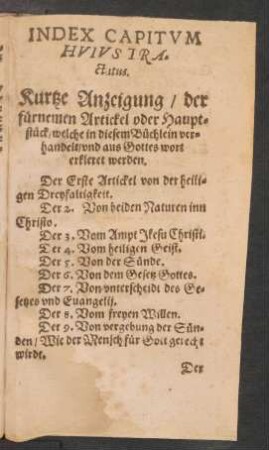Index Capitum Huius Tractatus.