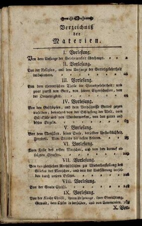 Verzeichniß der Materien.