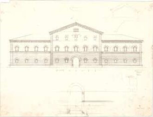 Speeth, Ferdinand; Palais - Entwürfe - Ansicht; Eingangstor (Grundriss, Teilansicht)