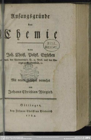Anfangsgründe der Chemie