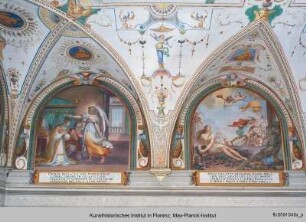 Die Heilige Cäcilia und Valerian gekrönt von einem Engel