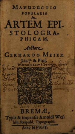 Manuductio Popularis In Artem Epistolographicam