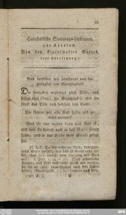 9te Lection. Von den Eigenschaften Gottes. (3te Fortsetzung)