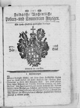 18tes Stück, Ausgabe vom 2. May 1770