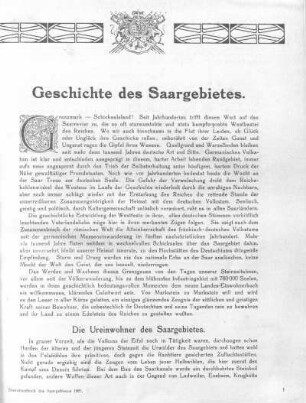 I. Teil: Geschichte des Saargebietes