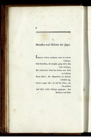 I. Menalkas und Äschines der Jäger