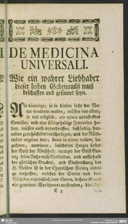 Wie ein wahrer Liebhaber dieser hohen Geheimnüß muß beschaffen und gesinnet seyn