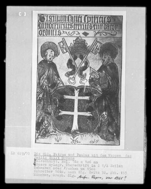 Die Heiligen Petrus und Paulus mit dem Wappen des Heiligen Geist Ordens