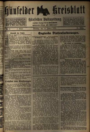 Erste Ausgabe vom Dienstag, den 14. Januar 1930.