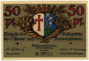 Geldschein / Notgeld, 50 Pfennig, 10.3.1918