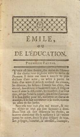 Collection Complette Des Oeuvres De J. J. Rousseau, Citoyen de Genève, 7. Émile ou De l'éducation ; 1