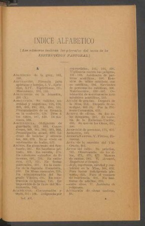 Índice alfabético : (Los números indican los párrafos del texto de la instrucción pastoral)