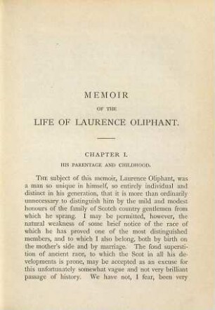 Memoir of the life of Laurence Oliphant and of Alice Oliphant, his wife : in two volumes, 1