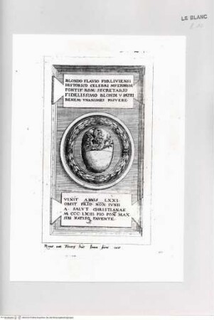 Monumenta clarorum doctrina praecipuè ..., Tafel 24: Grab des Flavio Biondi in Rom