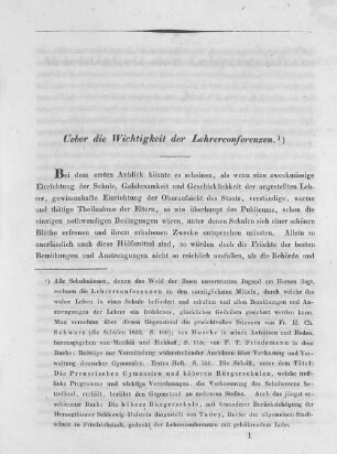 Ueber die Wichtigkeit der Lehrerconferenzen.