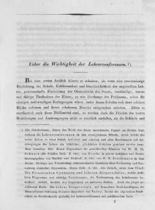 Ueber die Wichtigkeit der Lehrerconferenzen.