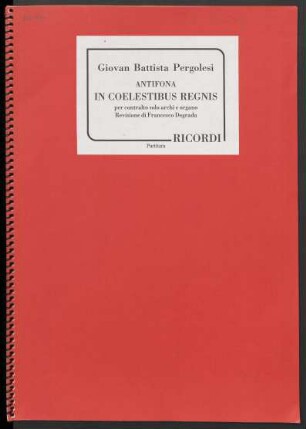 In coelestibus regnis : Antifona per Contralto solo, Archi e Cembalo