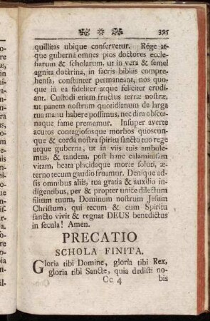 Precatio schola finita.
