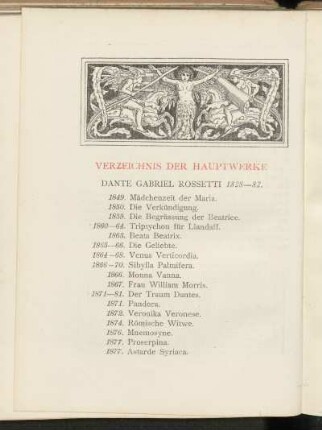Verzeichnis der Hauptwerke