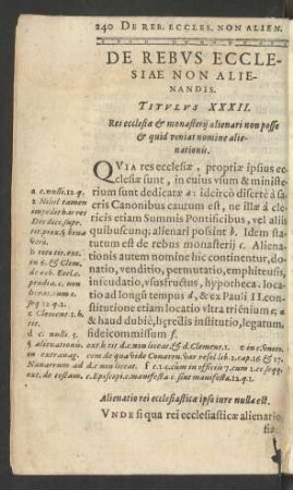 De Rebus Ecclesiae Non Alienandis. Titulus XXXII.