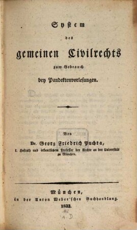 System des gemeinen Civilrechts zum Gebrauch bey Pandektenvorlesungen