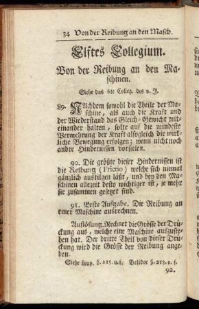 Elftes Collegium. Von der Reibung an den Maschinen.