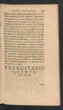 Exercitatio Quarta. De Deo.