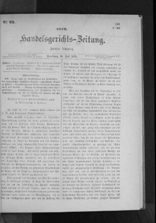 No 22. 1879. Handelsgerichts-Zeitung.