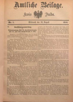 5: Beilage vom Mittwoch, 23. August 1916