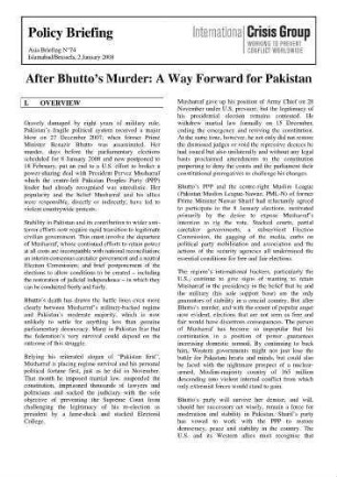 After Bhutto's murder: a way forward for Pakistan