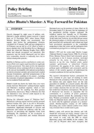 After Bhutto's murder: a way forward for Pakistan