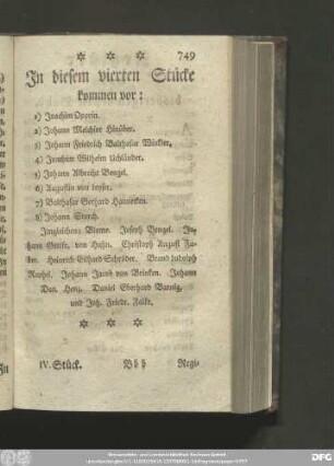 In diesem vierten Stücke kommen vor: