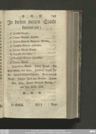 In diesem vierten Stücke kommen vor: