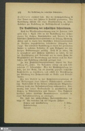 Die Ausbildung der technischen Lehrerinnen