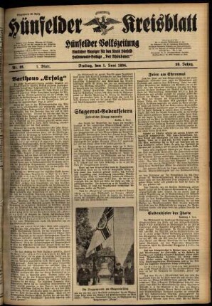 Erste Ausgabe vom Freitag, den 01. Juni 1934.