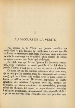 II Au secours de la verite