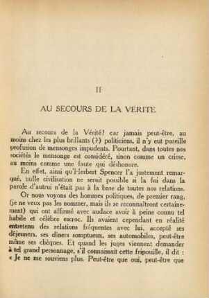 II Au secours de la verite