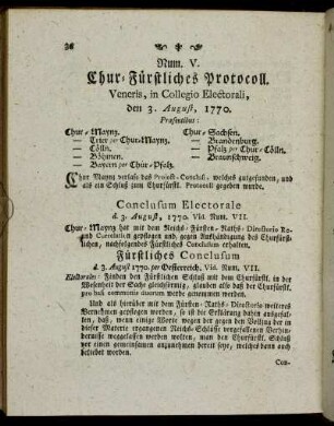 Num. V. Chur-Fürstliches Protocoll.
