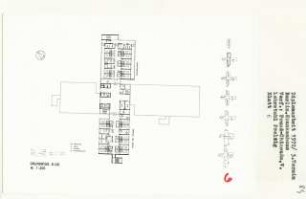 Krankenhaus, Berlin-Neukölln (Diplomarbeit bei Peter Poelzig): Grundriss 6. Obergeschoss 1:200