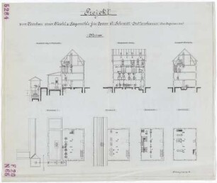 Technische Zeichnung : Projekt zum Neubau einer Mahl[-] und Sägemühle für Herrn Anton Schmidt, Hettenshausen (Bezirk Pfaffenhofen Bayern)