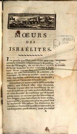 Moeurs des Israélites et des Chrétiens