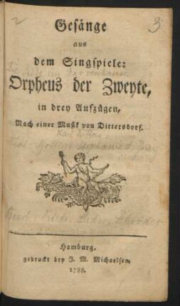 Gesänge aus dem Singspiele: Orpheus der Zweyte : in drey Aufzügen