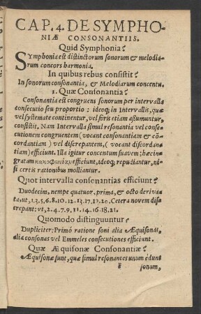 Cap. 4. De Symphoniae Consonantiis.