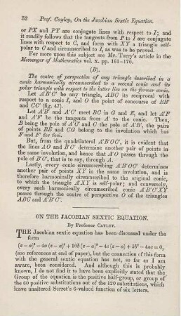 On the Jaccobian sextic equation.