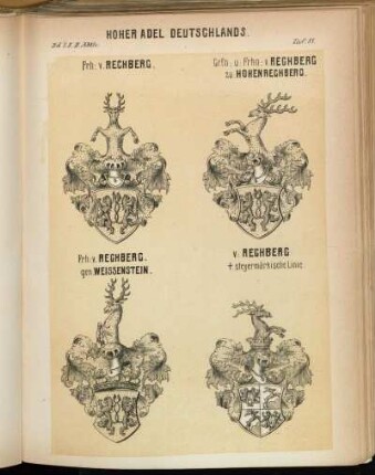 Taf. 81. Frh: v. Rechberg. - Grfn: u: Frhn: v. Rechberg zu Hohenrechberg. - Frh: v. Rechberg. gen. Weissenstein. - v: Rechberg steyermärkische Linie.