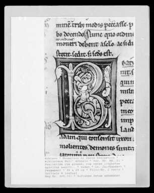 Psalterium cum glossa; cum omnes prophetas spiritus sancti.. — Initiale B (eatus), Folio 2 recto