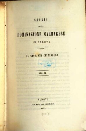 Storia della Dominazione Carrarese in Padova, 2