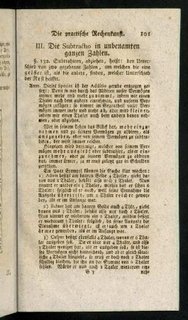 101-115, III. Die Subtractio in unbenamten ganzen Zahlen